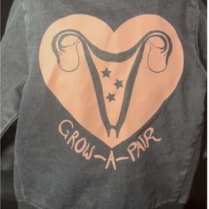 “Grow A Pair” Black Denim Bomber Jacket by Valfré